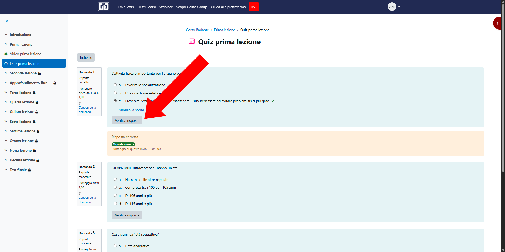 Feedback risposta quiz
